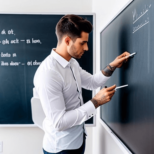 Man writing on a blackboard for life dashboard.
